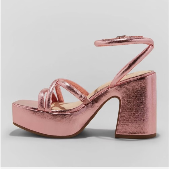 Wild Fable Women's Chunky Block High Heel Sandals Ankle Strap Memory Foam NWOT - Picture 2 of 4